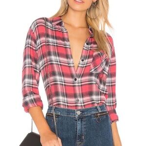 Rails Milo Flannel Size Small in Bonfire and Ash Plaid Button-Up Women's Top